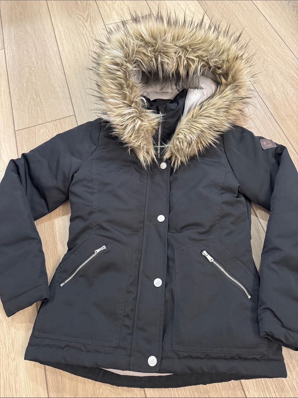 Y2K Hollister The Ultimate Down Collection Puffer Jacket Sz S Fur Lined Hood